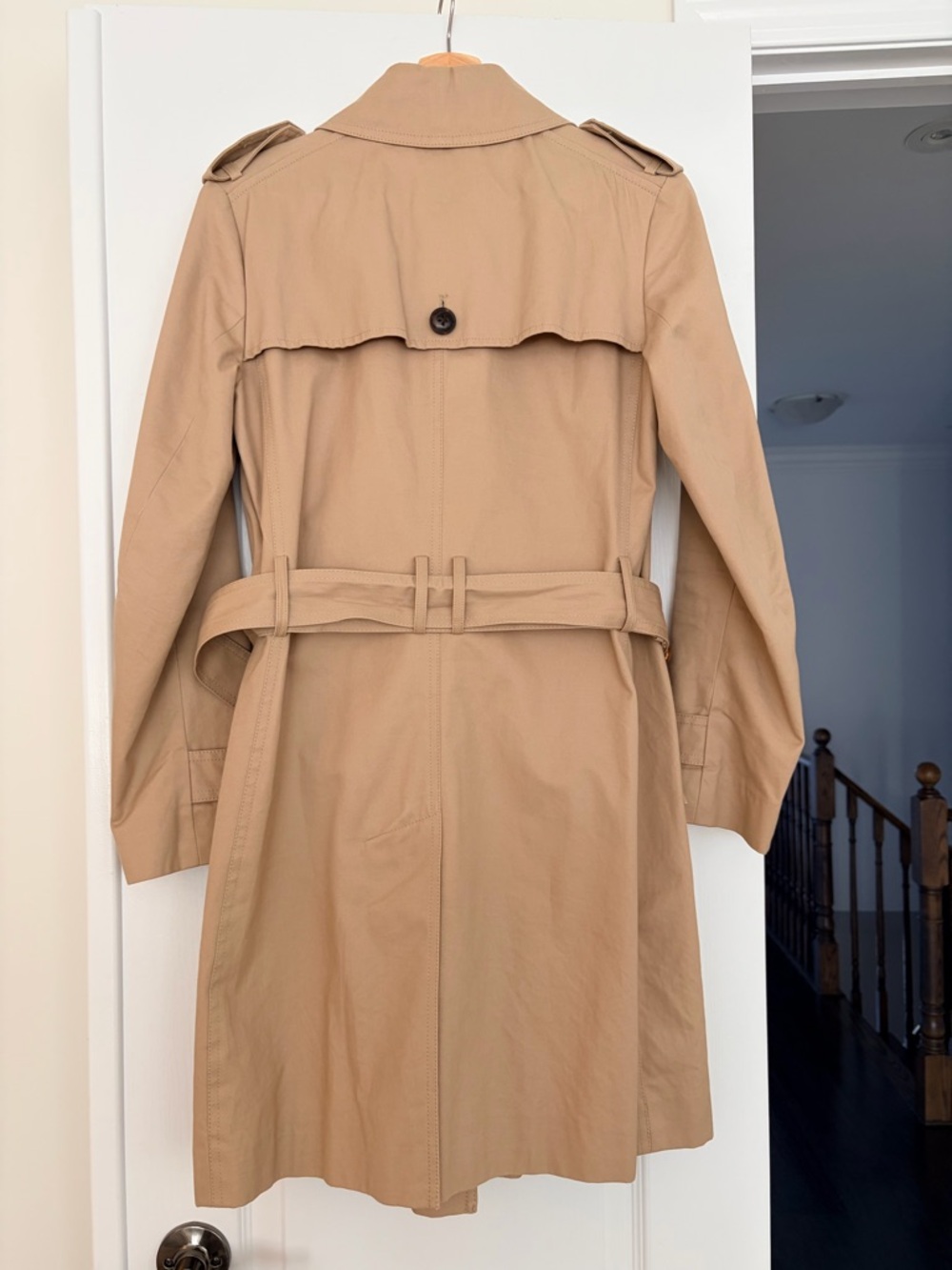 GAP Women's Tan Double-Breasted Trench Coat with Belt - Picture 2 of 2
